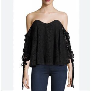 Carolina Costas Black Lace Off The Shoulder Gabriella Top Size XS